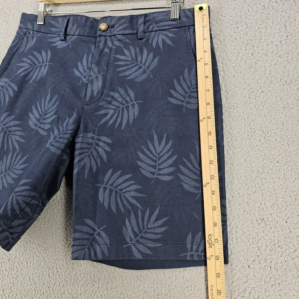 Vineyard Vines Shorts Mens 33 Blue Breaker Short Palm Leaf Print Cotton Stretch